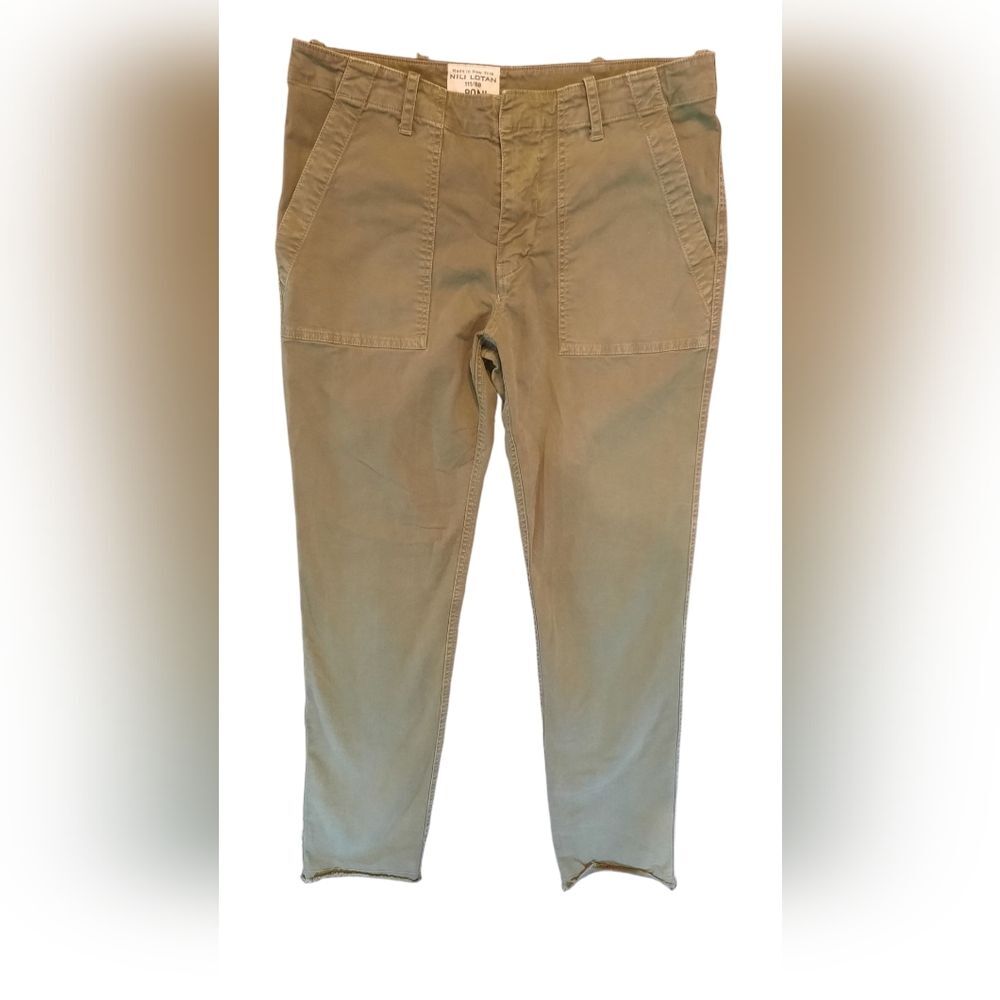 Nili Lotan Womans 4 Green Cropped Military Pants Casual Made in USA Cotton Blend